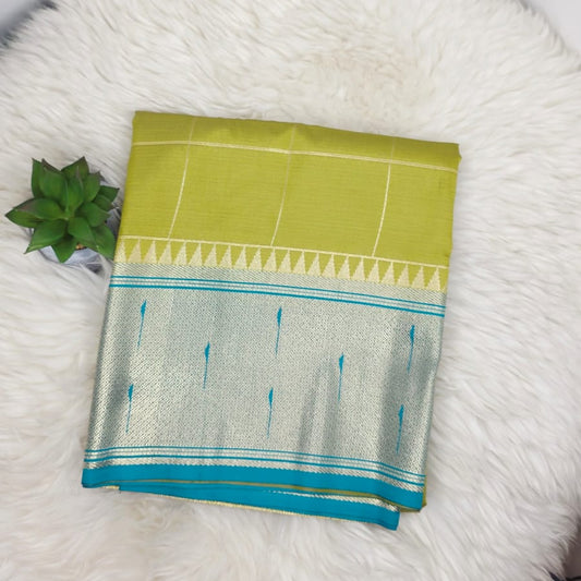 Semi Crepe Premium Quality Vintage Style Saree - OLIVE GREEN