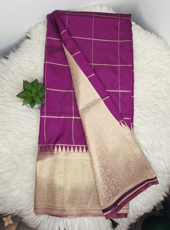 Semi Crepe Premium Quality Vintage Style Saree - RANI PINK