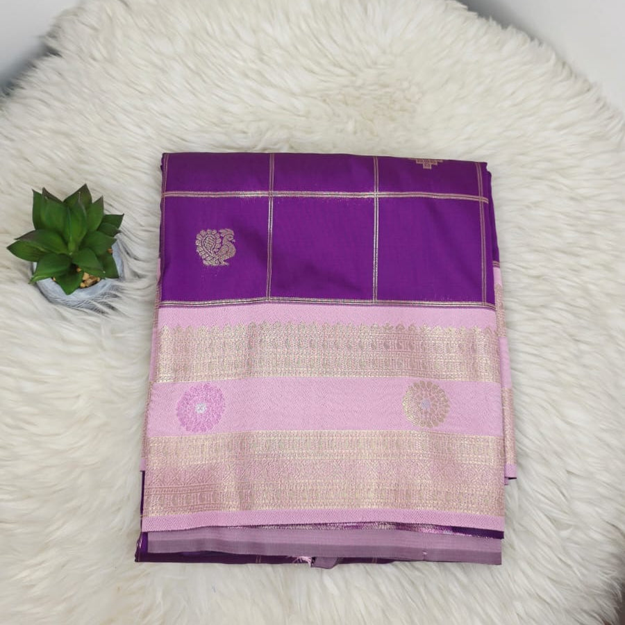 Semi Crepe Premium Quality Vintage Style Saree - ROYAL PURPLE
