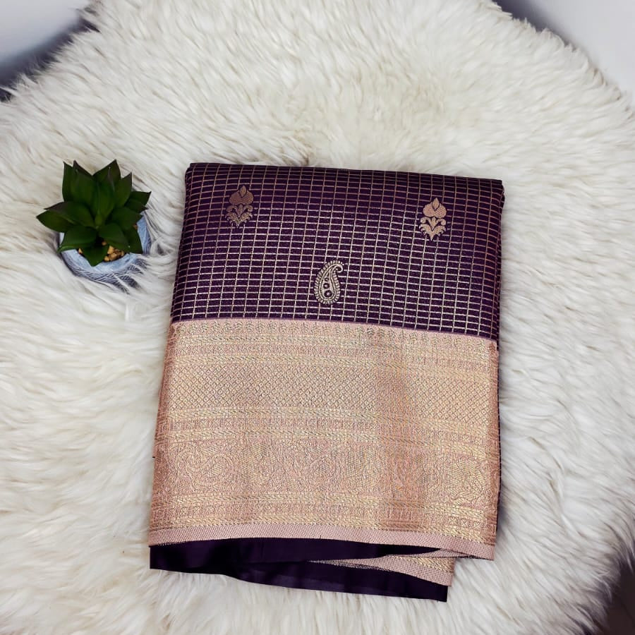 Semi Crepe Premium Quality Vintage Style Saree - DEEP WINE