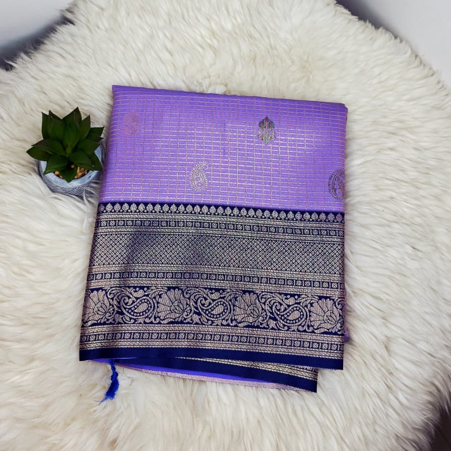 Semi Crepe Premium Quality Vintage Style Saree - LAVENDER