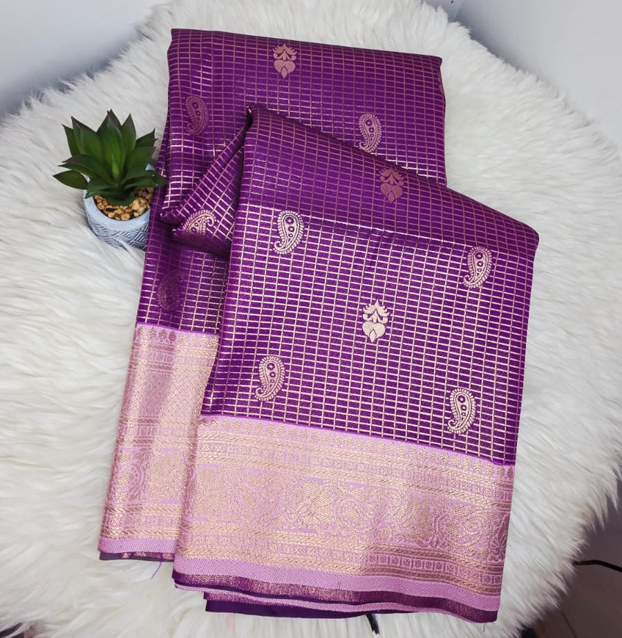 Semi Crepe Premium Quality Vintage Style Saree - Royal Purple