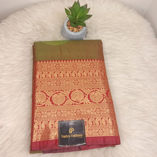 SEMI KANCHIPURAM SILK SAREE - GREEN