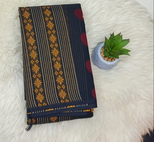 PURE  Black Cotton 80/80 SAREE