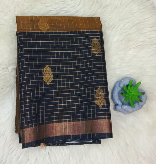 Elegant pure cotton  Silk Saree with Gold Motifs