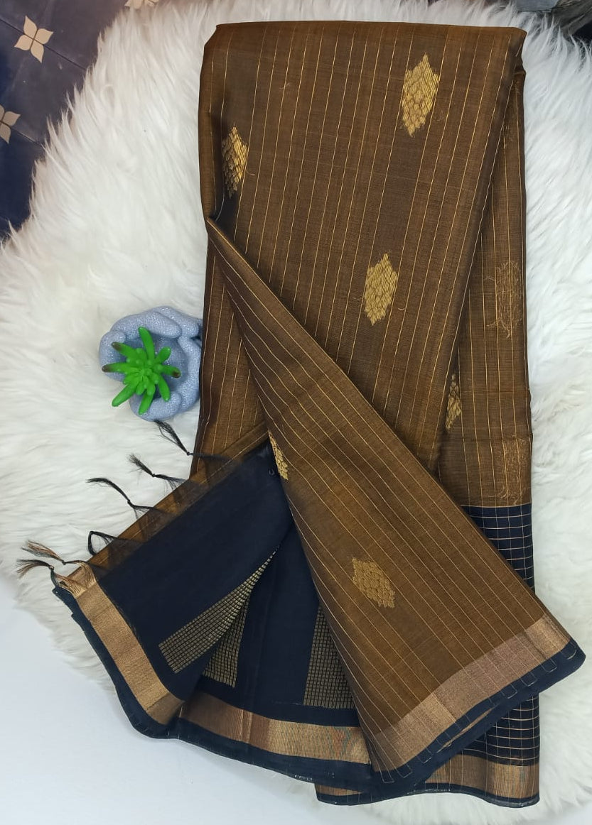 Elegant pure cotton  Silk Saree with Gold Motifs