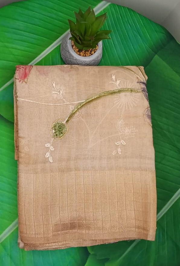 Semi Cotton Embroidered Saree