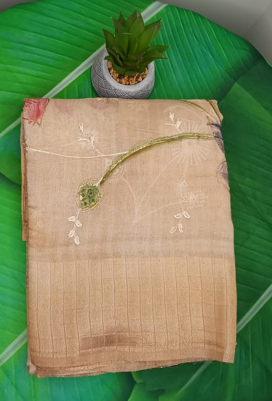 Semi Cotton Embroidered Saree