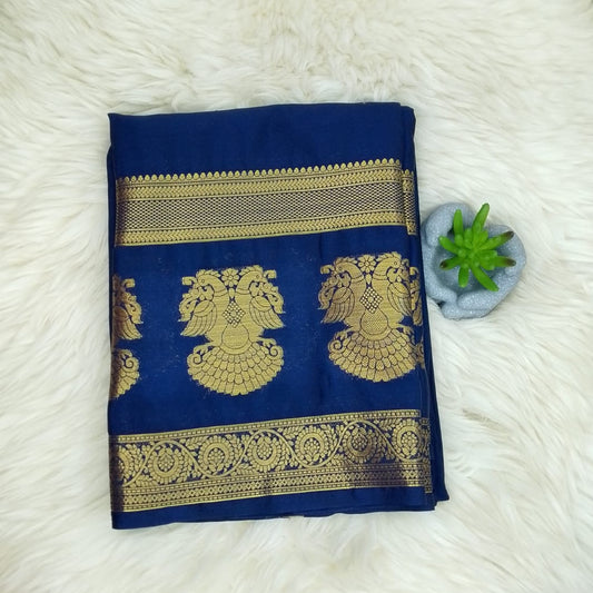 SEMI CREPE SILK SAREE - GANDABERUNDA BOARDER