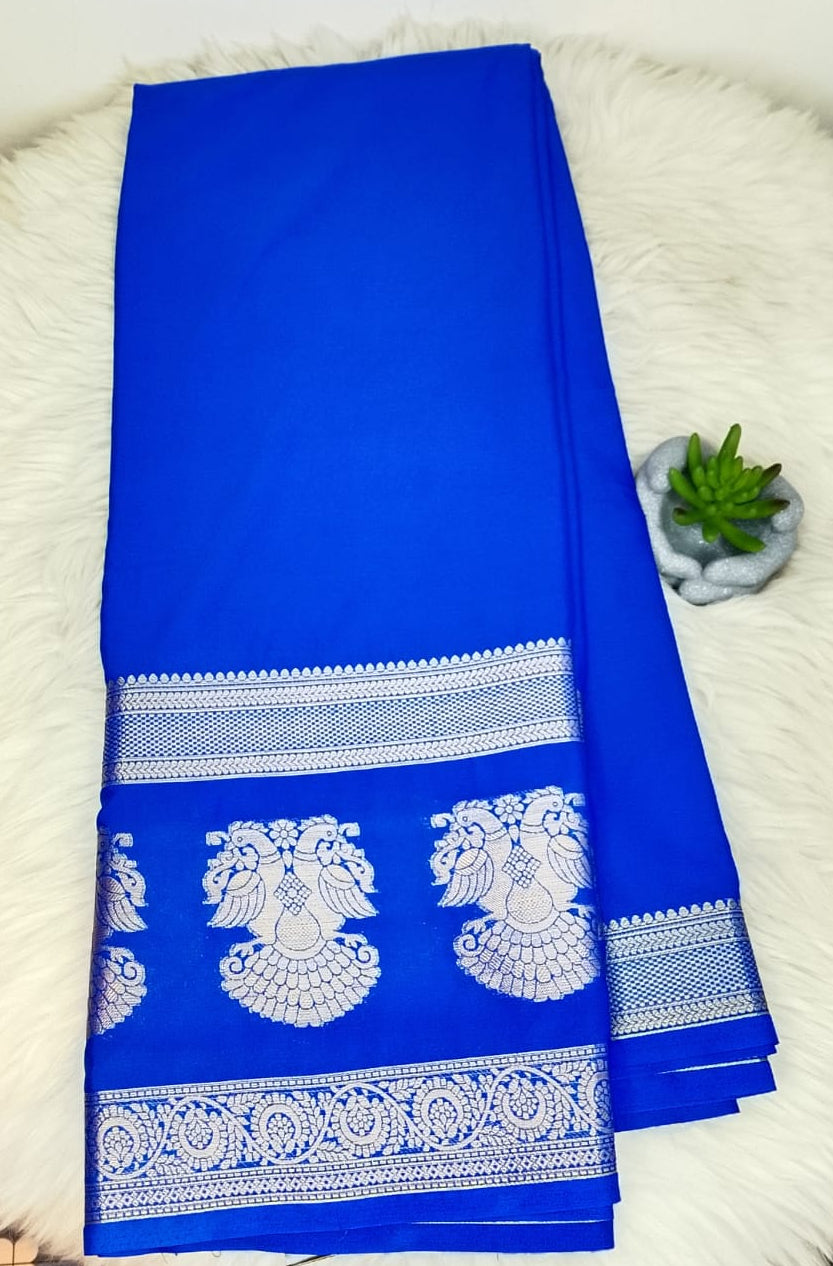 SEMI CREPE SILK SAREE - GANDABERUNDA BOARDER