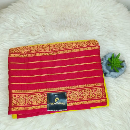 Semi Crepe Silk Saree - STRIP BOARDER