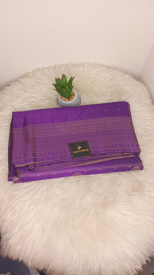 SATIN SILK SAREE- DARK LAVENDER