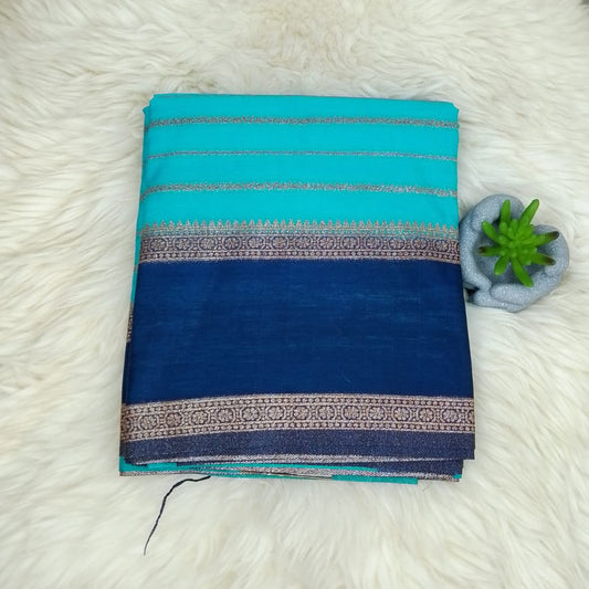 SEMI KHADDI GEORGETE - TEAL BLUE