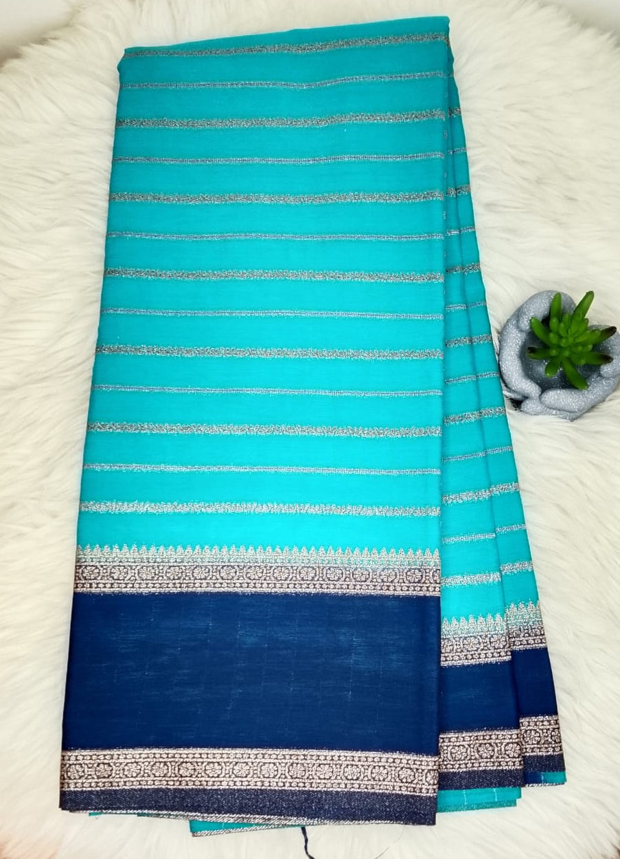 SEMI KHADDI GEORGETE - TEAL BLUE