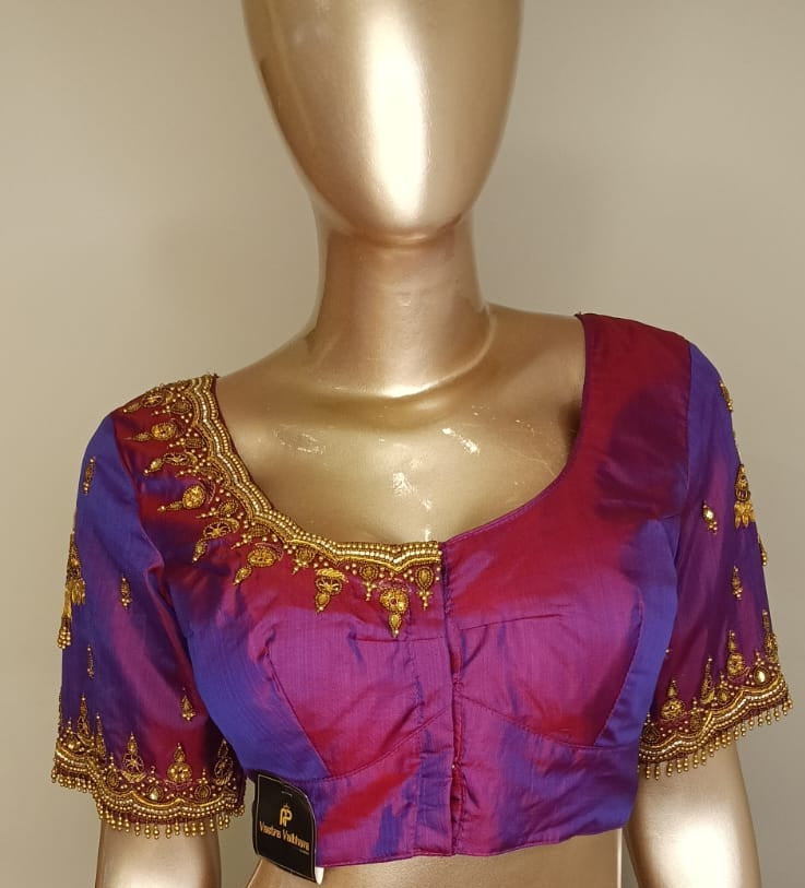 Hand Work Silk Blouse-AUOB