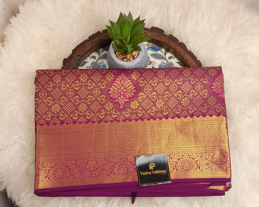 Pure Kanchipuram Brocade Silk Saree – Royal Wine Purple