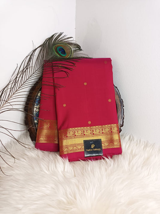 Pure Kanchipuram Silk Saree – Rani Pink