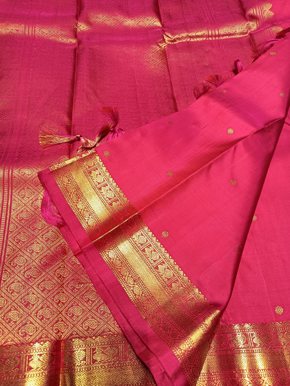 Pure Kanchipuram Silk Saree – Rani Pink