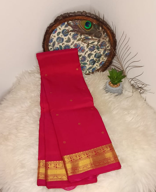 Pure Kanchipuram Silk Saree – Rani Pink