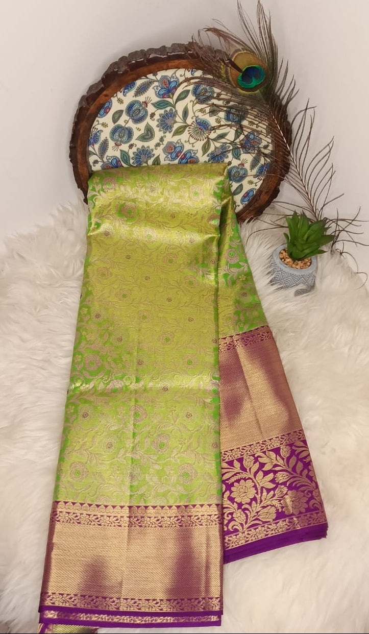 Pure Kanchipuram Silk Saree –1gm Gold Zari Green