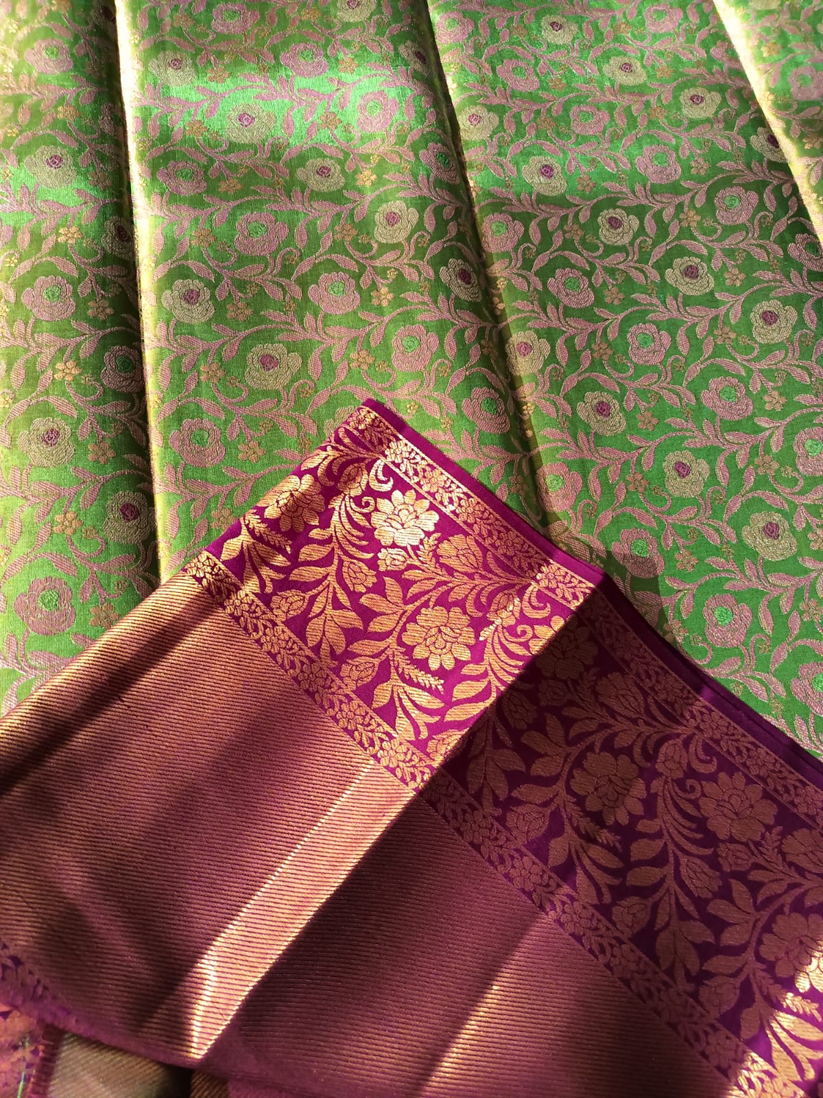 Pure Kanchipuram Silk Saree –1gm Gold Zari Green
