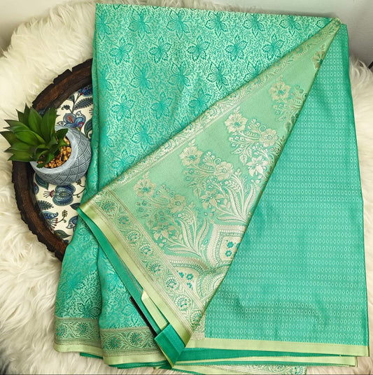 Sky Mint Green  Mashroo Silk Saree