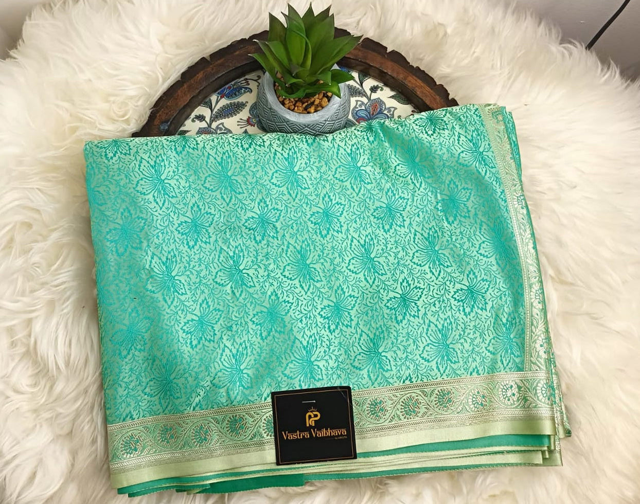 Sky Mint Green  Mashroo Silk Saree