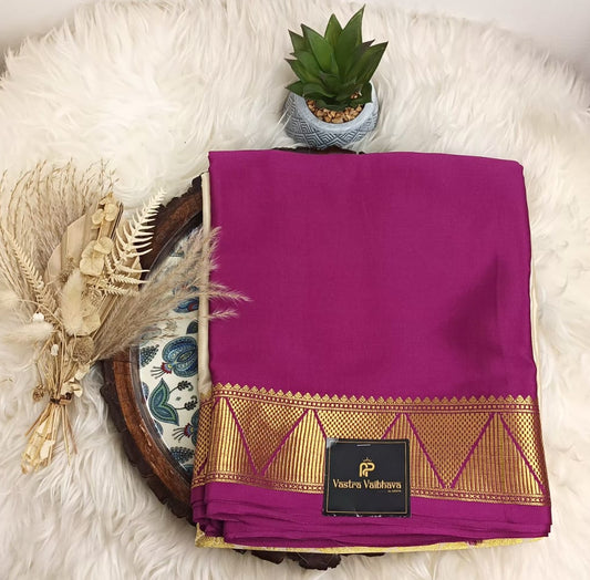 Royal Magenta Pure Crepe Silk Saree Half & Half