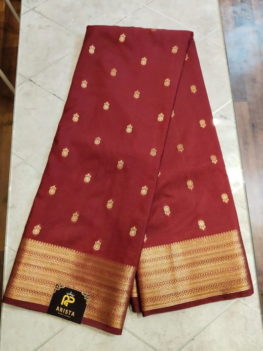 CREPE SILK Maroon with Small Butta Saree