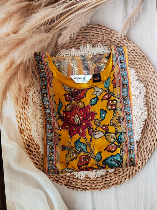 Silk Blend Straight Cut Floral Print Kurta Set