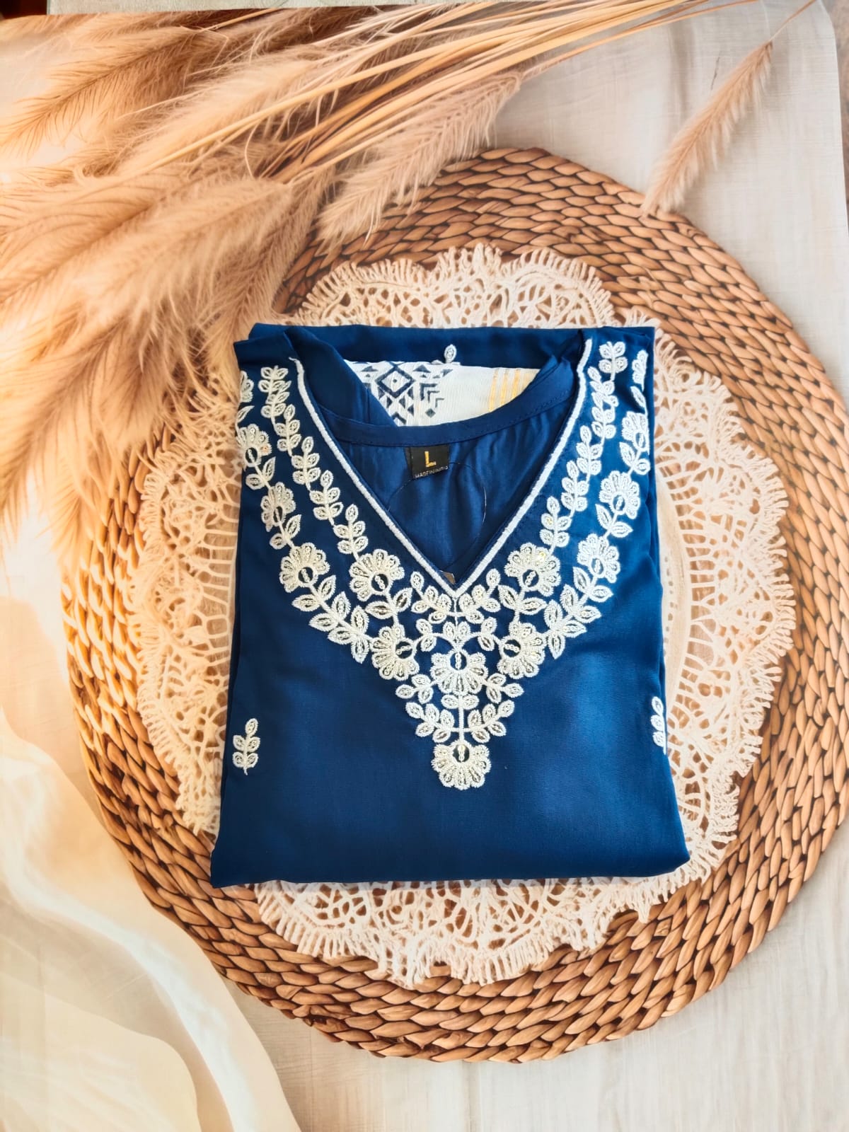 BLUE RAYON EMBROIDERY