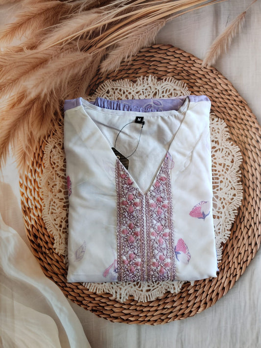 Purple beads and Embroidery work