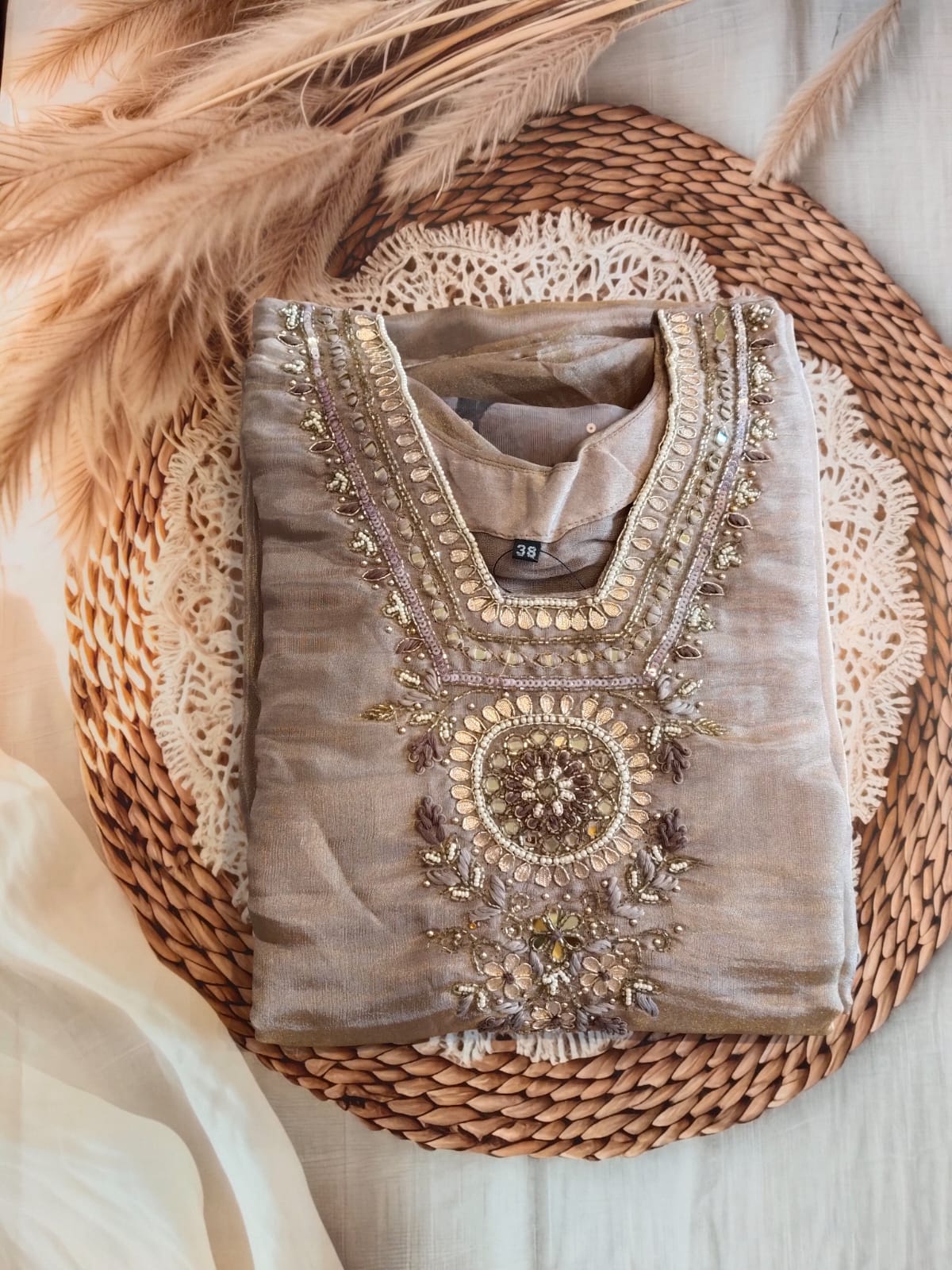 Silk Georgette Suit Set with Organza Dupatta – 3 Piece