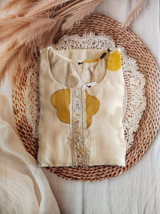 Cotton Mix Cream with Embroidery  work