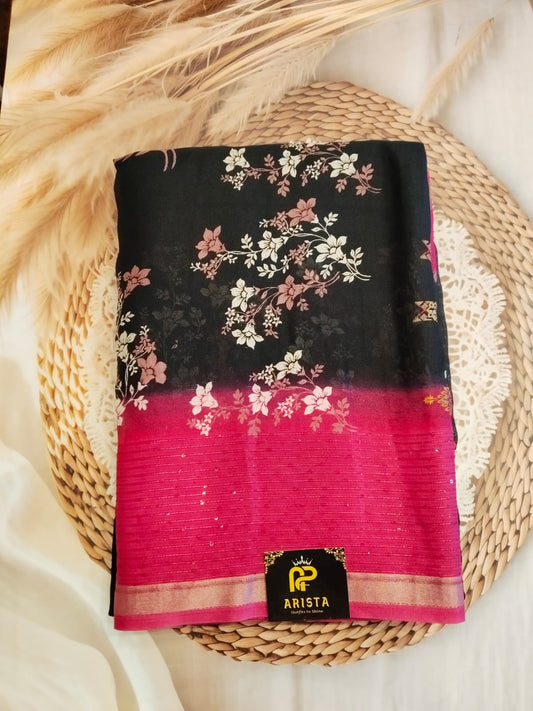 Chiffon Flower Printed Sarees