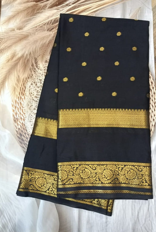 Semi Crepe Silk Bentex Border Butta Saree