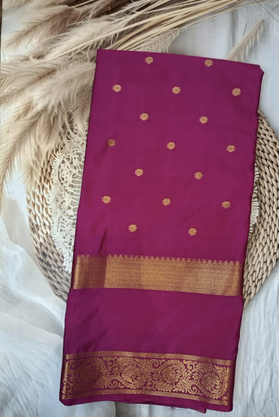 Semi Crepe Silk Bentex Border Butta Saree