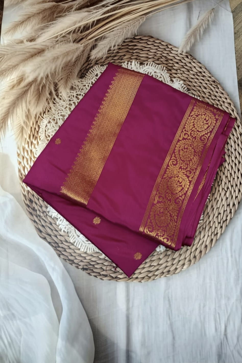 Semi Crepe Silk Bentex Border Butta Saree