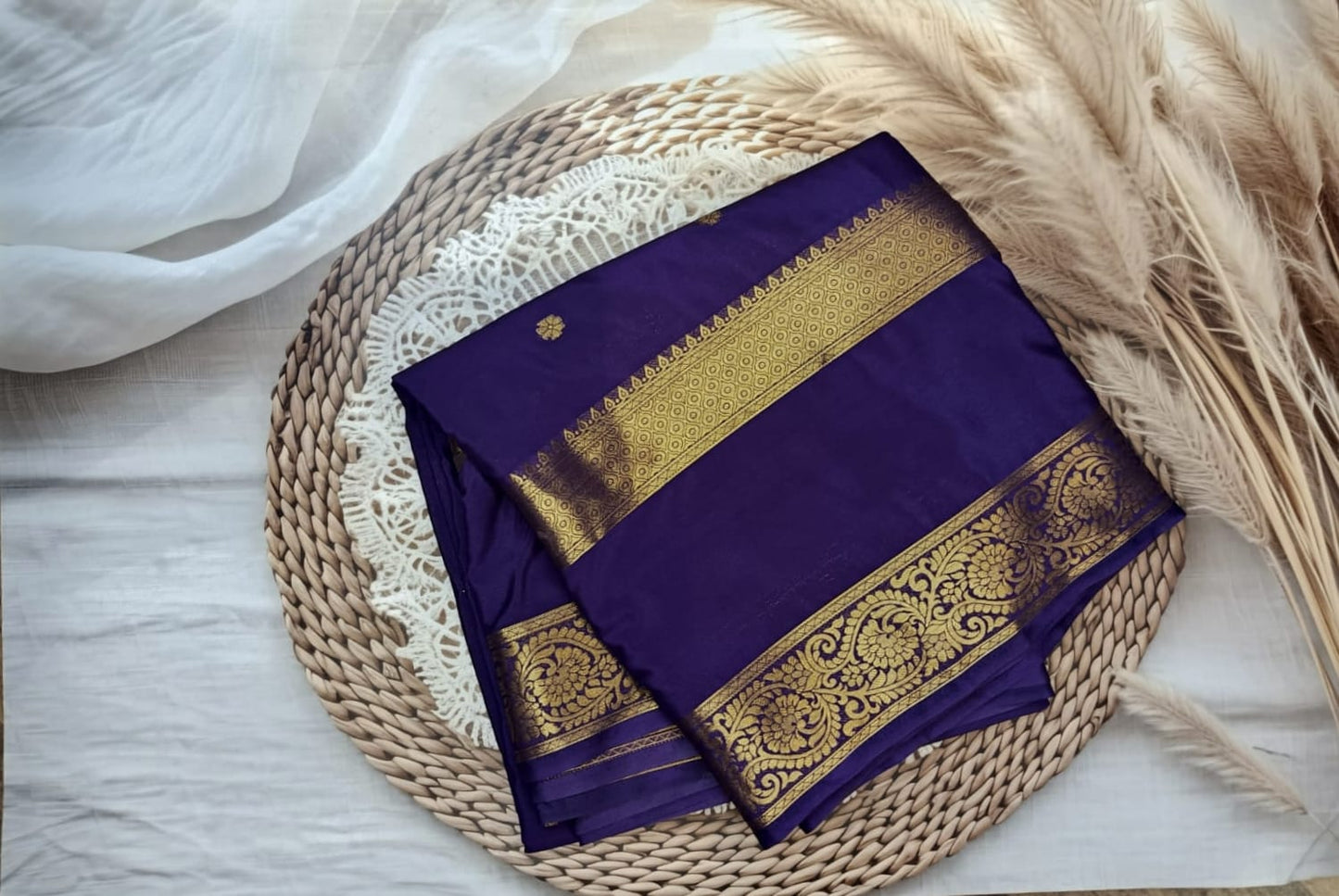 Semi Crepe Silk Bentex Border Butta Saree