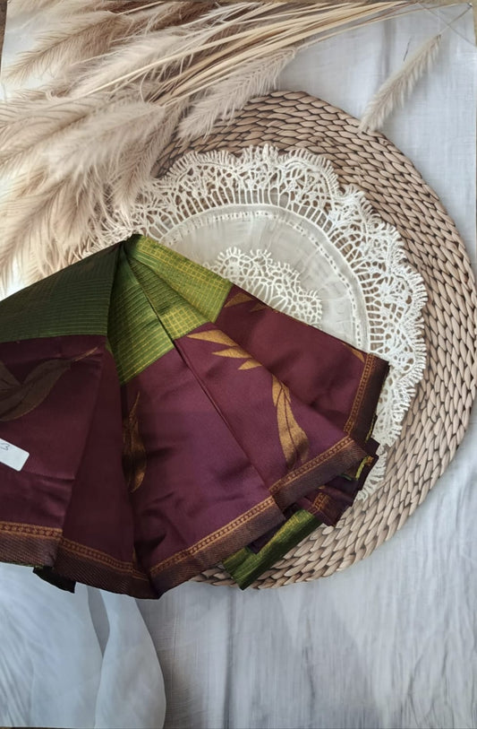 Semi kanchi silk saree (checks patern)