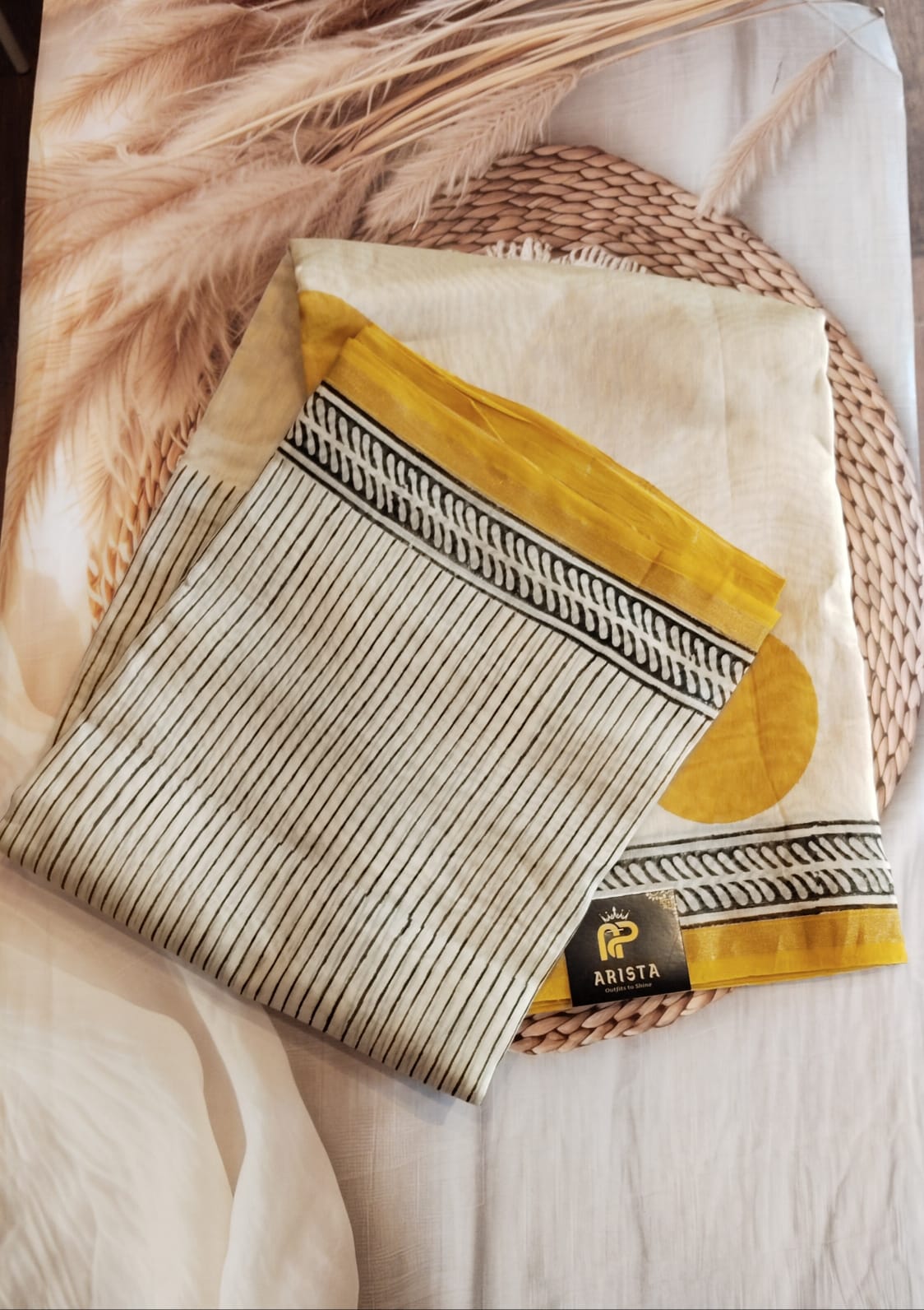 Off White Pure Chanderi Silk Saree 1