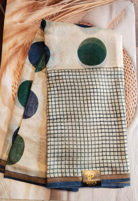 Off White Pure Chanderi Silk Saree