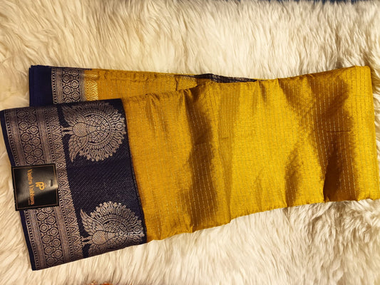 CANBERRY SILK -MASTURD YELLOW & MIDNIGHT BLUE