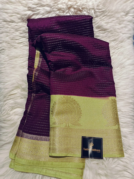 CANBERY SILK -PURPLE& LIGHT GREEN