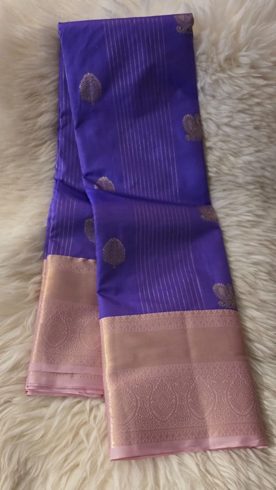 Semi Kanchipuram Silk Saree - Premium -  Violet colour