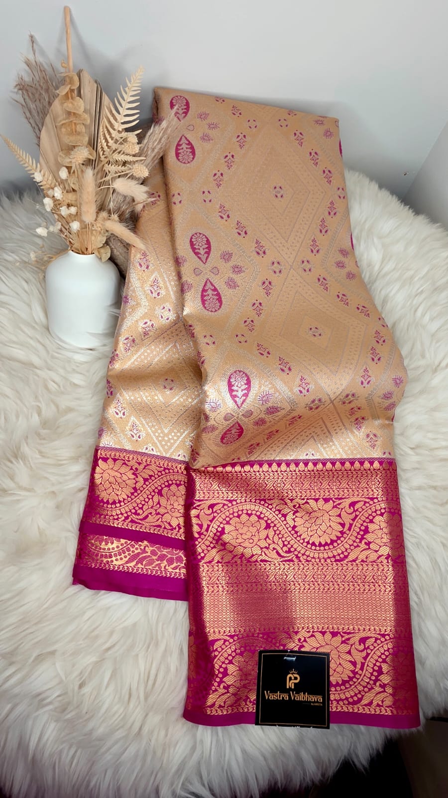 Semi Kanchi Tissue Silk Saree- Golden Elegance