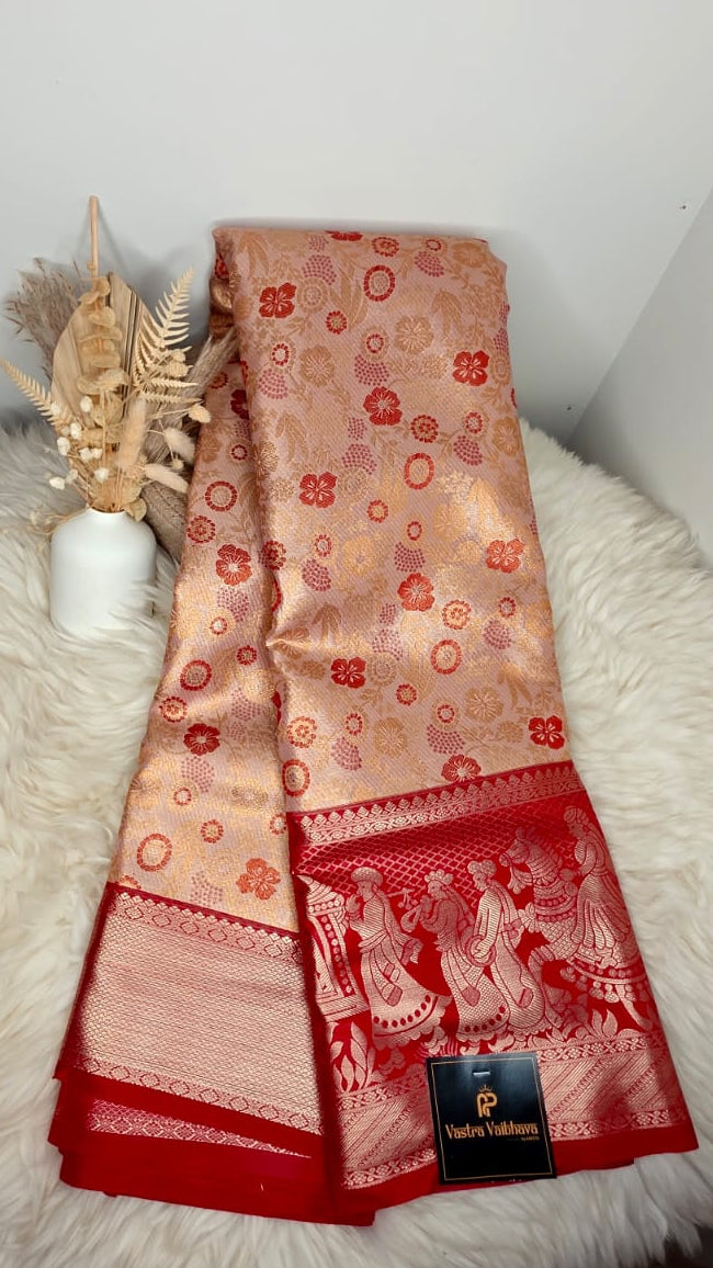 Semi Kanchi Tissue Silk Saree- peach
