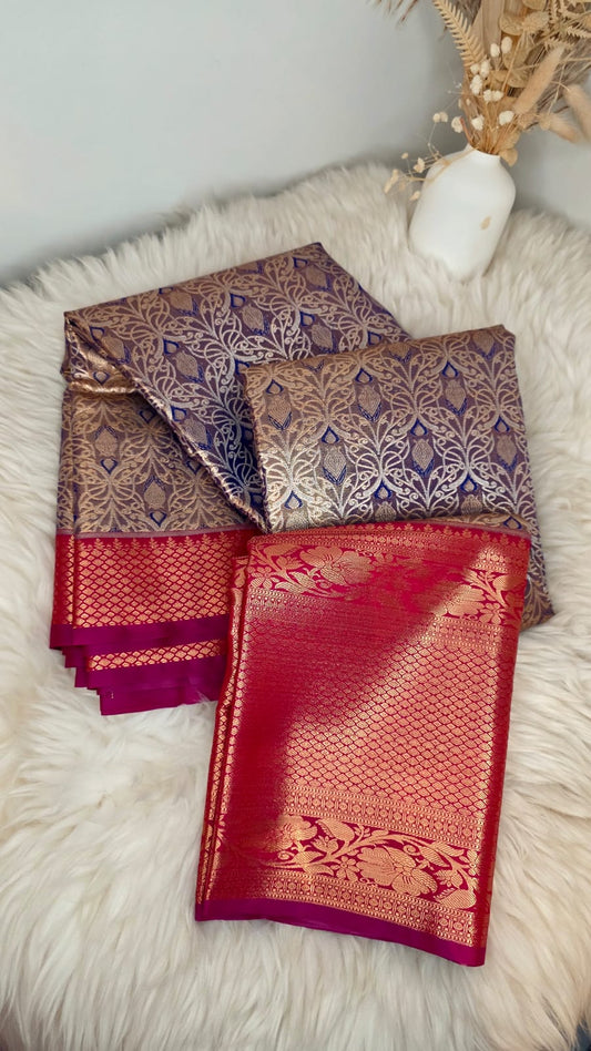 Semi Kanchi Tissue Silk Saree - Rich Purple