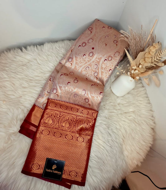 Semi Kanchi Tissue Silk Saree-  Cream Elegance