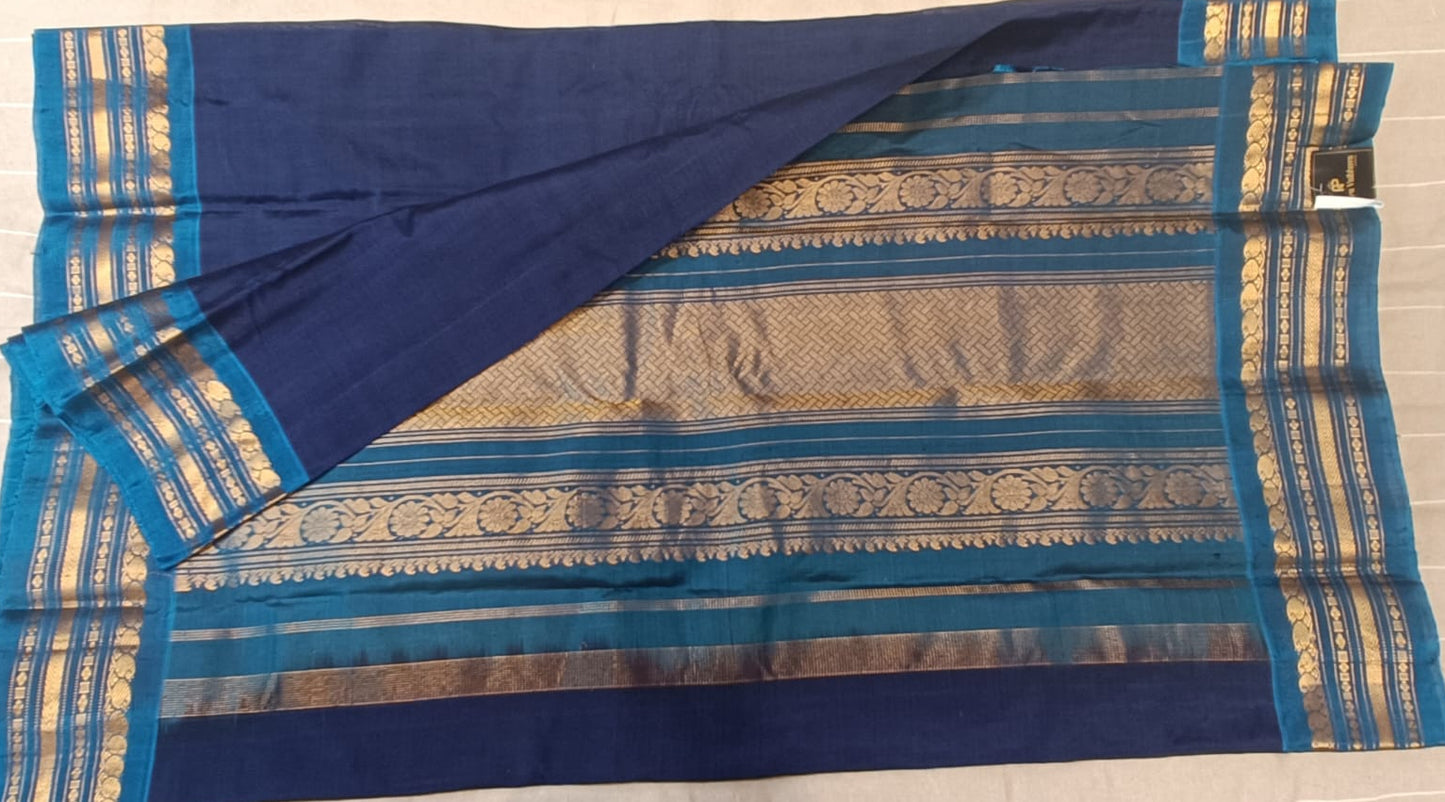 Pure Gadwal Silk Saree- Navy Blue